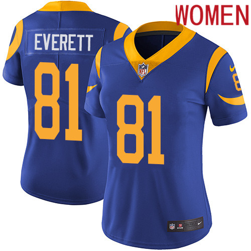2019 Women Los Angeles Rams #81 Everett blue Nike Vapor Untouchable Limited NFL Jersey->women nfl jersey->Women Jersey